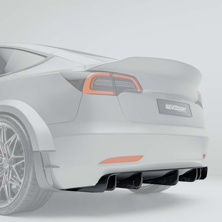 REVOZPORT - TESLA MODEL 3 2017-2023 DRY CARBON FIBER REAR DIFFUSER - Aero Carbon UK
