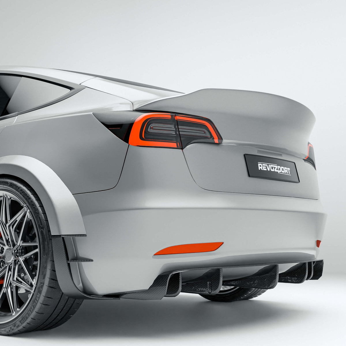 REVOZPORT - TESLA MODEL 3 2017-2023 DRY CARBON FIBER REAR DIFFUSER - Aero Carbon UK