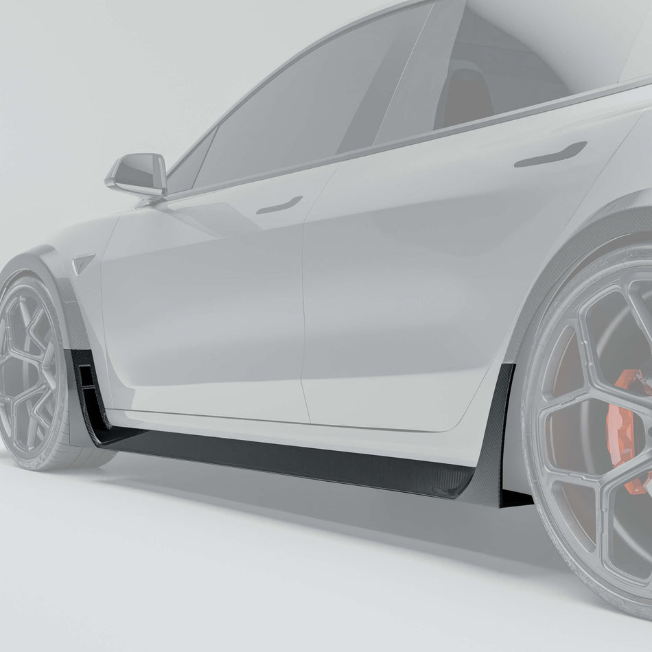 REVOZPORT - TESLA MODEL 3 2017-2023 DRY CARBON FIBER SIDE SKIRTS - Aero Carbon UK