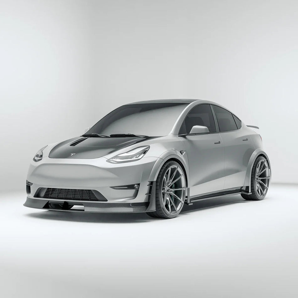 REVOZPORT - TESLA MODEL Y 2021-2024 DRY CARBON FIBER FRONT LIP - Aero Carbon UK