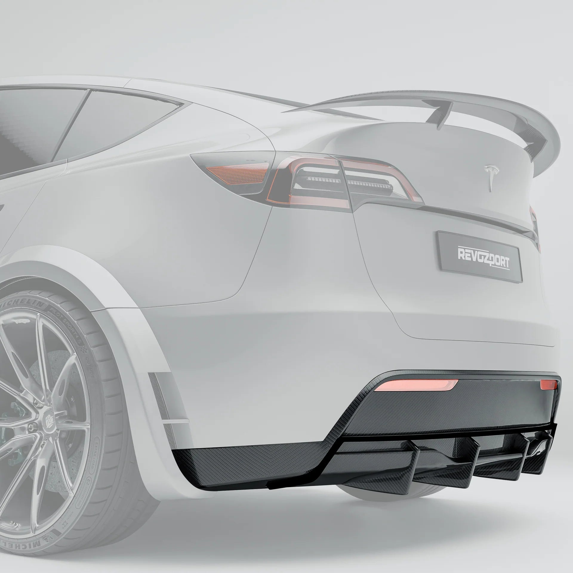 REVOZPORT - TESLA MODEL Y 2021-2024 DRY CARBON FIBER REAR DIFFUSER - Aero Carbon UK
