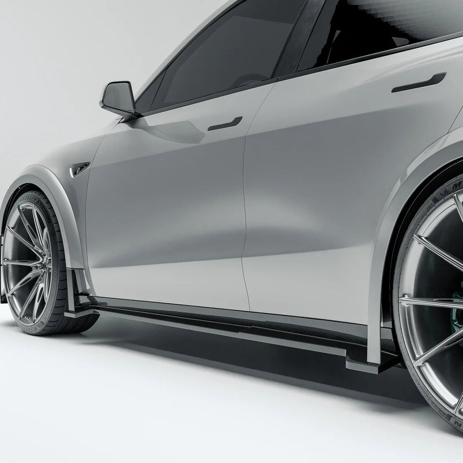 REVOZPORT - TESLA MODEL Y 2021-2024 DRY CARBON FIBER SIDE SKIRTS - Aero Carbon UK