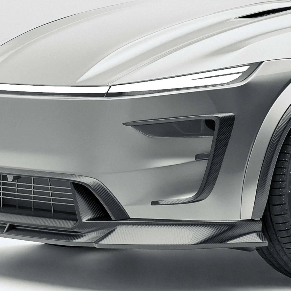 REVOZPORT - TESLA MODEL Y JUNIPER 2025+ DRY CARBON FIBER FRONT BUMPER CANARDS - Aero Carbon UK