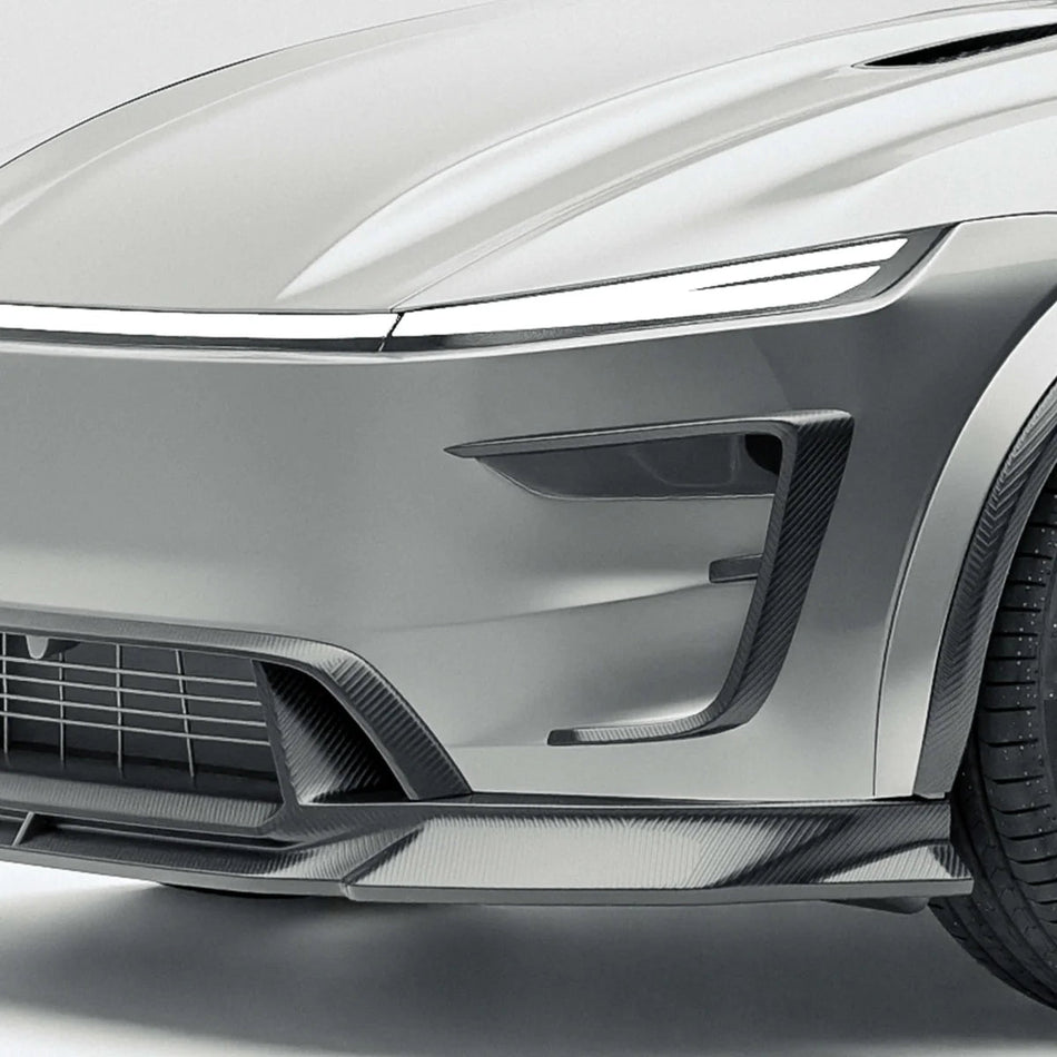 REVOZPORT - TESLA MODEL Y JUNIPER 2025+ DRY CARBON FIBER FRONT BUMPER CANARDS - Aero Carbon UK