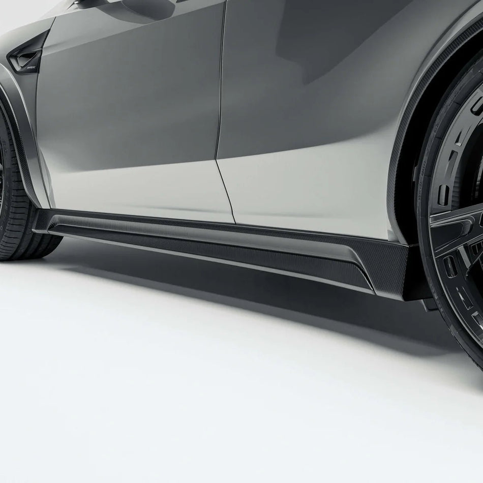 REVOZPORT - TESLA MODEL Y JUNIPER 2025+ DRY CARBON FIBER SIDE SKIRTS - Aero Carbon UK