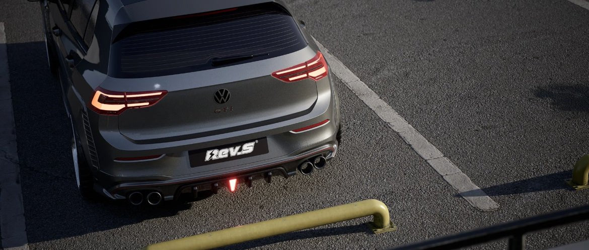 REVSTANCE - VOLKSWAGEN GOLF GTI MK8 ABS PLASTIC LED REAR DIFFUSER - Aero Carbon UK