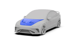 ROBOT - TESLA MODEL 3 HIGHLAND 2024+ FRP / CARBON FIBRE FRONT HOOD BONNET "HACKER" STYLE - Aero Carbon UK