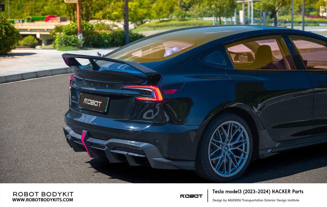 ROBOT - TESLA MODEL 3 HIGHLAND 2024+ FRP / CARBON FIBRE REAR BUMPER AN ...