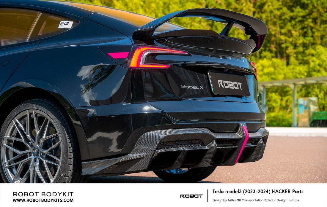 ROBOT - TESLA MODEL 3 HIGHLAND 2024+ FRP / CARBON FIBRE REAR BUMPER AN ...