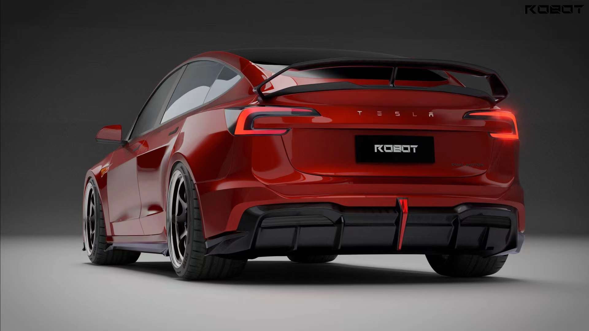 ROBOT - TESLA MODEL 3 HIGHLAND 2024+ FRP / CARBON FIBRE REAR BUMPER AND DIFFUSER "HACKER" STYLE - Aero Carbon UK