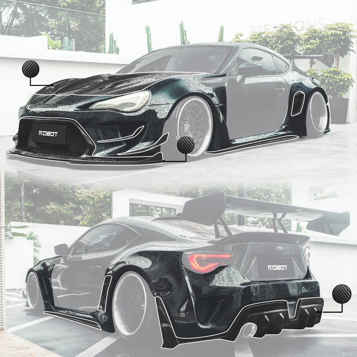 ROBOT - TOYOTA GT86 ZN6 2012-2021 FRP / CARBON FIBRE COMPLETE WIDEBODY KIT - Aero Carbon UK