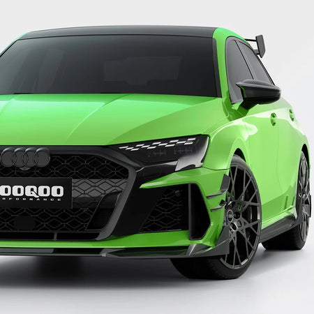 SOOQOO - AUDI RS3 8Y.5 SPORTBACK FACELIFT DRY CARBON FIBER FRONT CANARDS - Aero Carbon UK