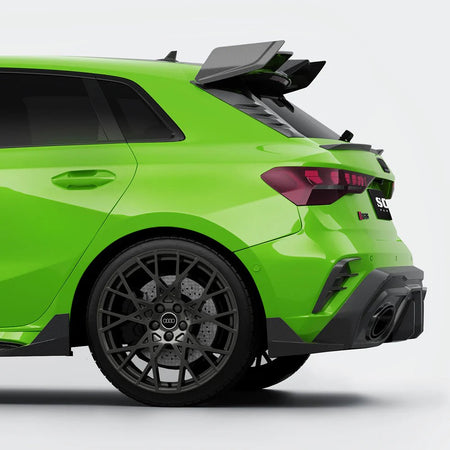 SOOQOO - AUDI RS3 8Y.5 SPORTBACK FACELIFT DRY CARBON FIBER REAR BUMPER TRIM - Aero Carbon UK