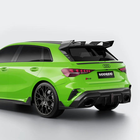 SOOQOO - AUDI RS3 8Y.5 SPORTBACK FACELIFT DRY CARBON FIBER REAR LED DIFFUSER - Aero Carbon UK