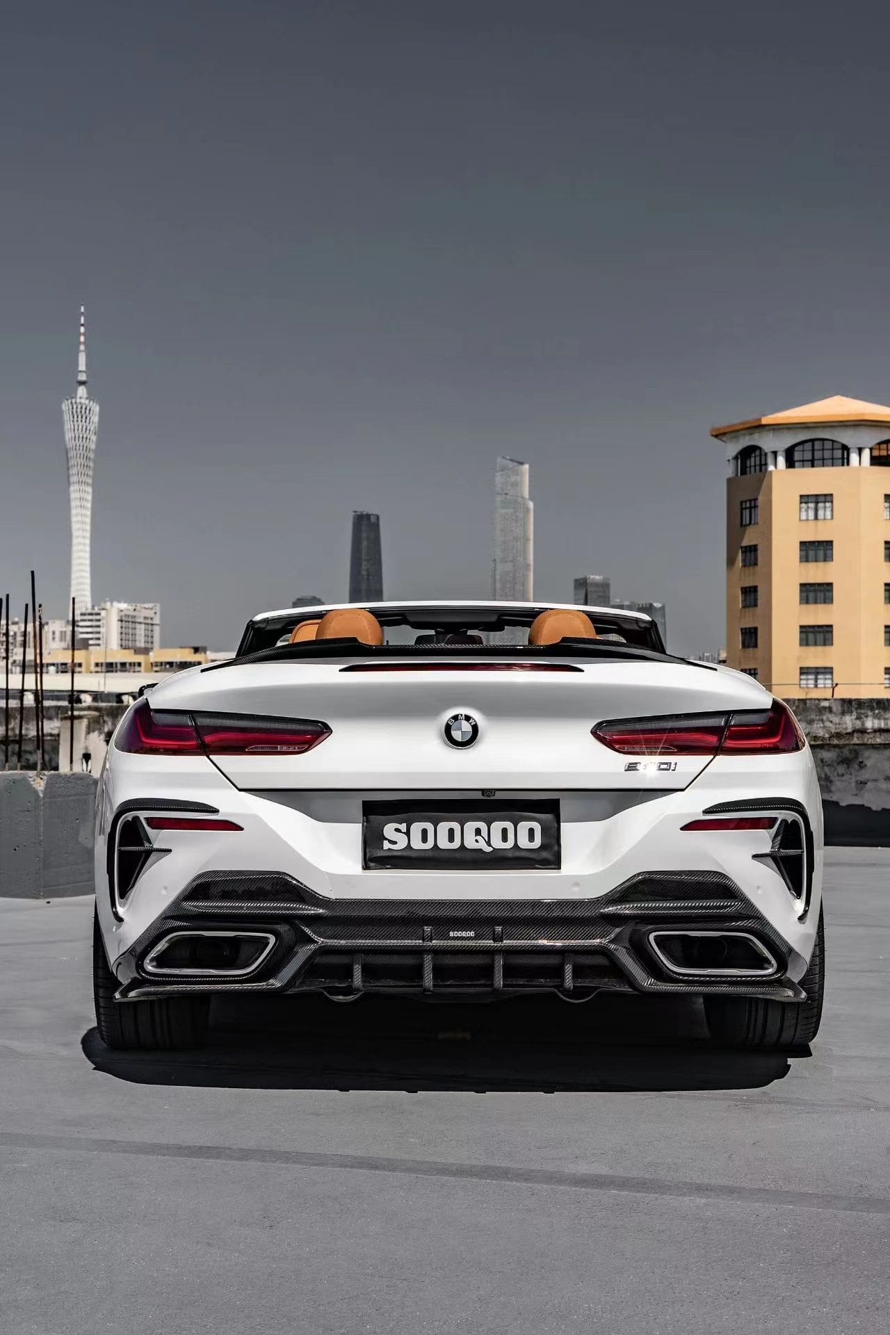 SOOQOO - BMW 8 SERIES G14 CONVERTIBLE DRY CARBON FIBRE REAR DIFFUSER - Aero Carbon UK