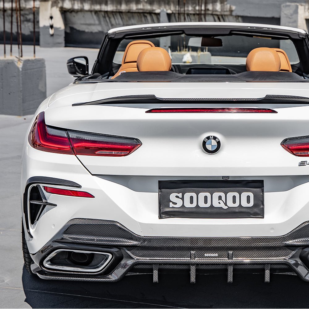 SOOQOO - BMW 8 SERIES G14 DRY CARBON FIBRE REAR BUMPER INSERT - Aero Carbon UK