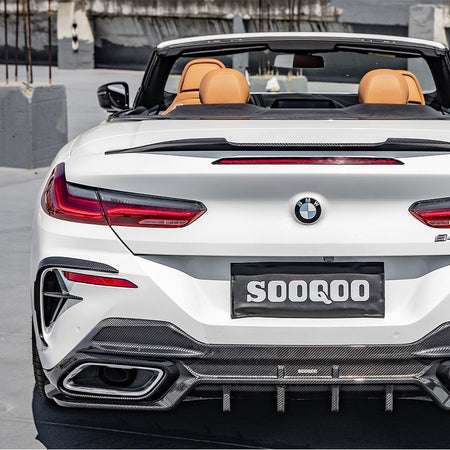 SOOQOO - BMW 8 SERIES G14 DRY CARBON FIBRE REAR BUMPER INSERT - Aero Carbon UK