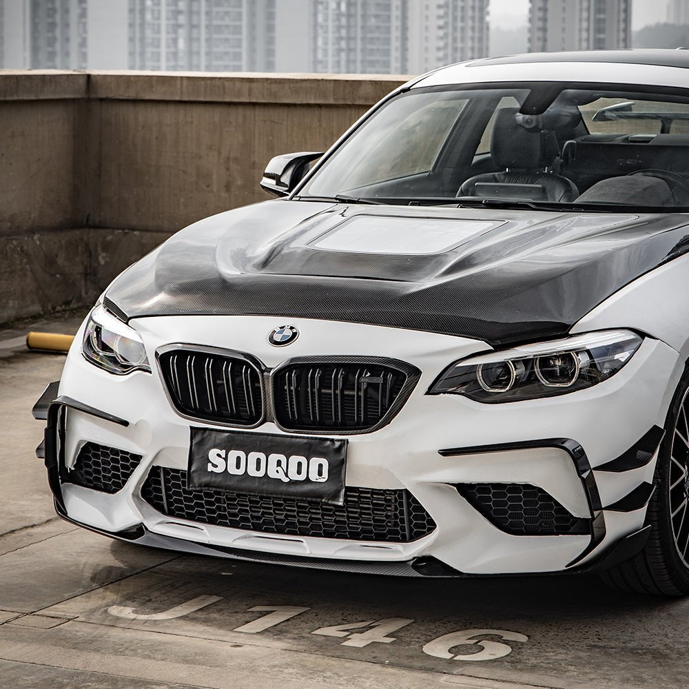 SOOQOO - BMW M2 F87 DRY CARBON FIBRE FRONT CANARDS - Aero Carbon UK