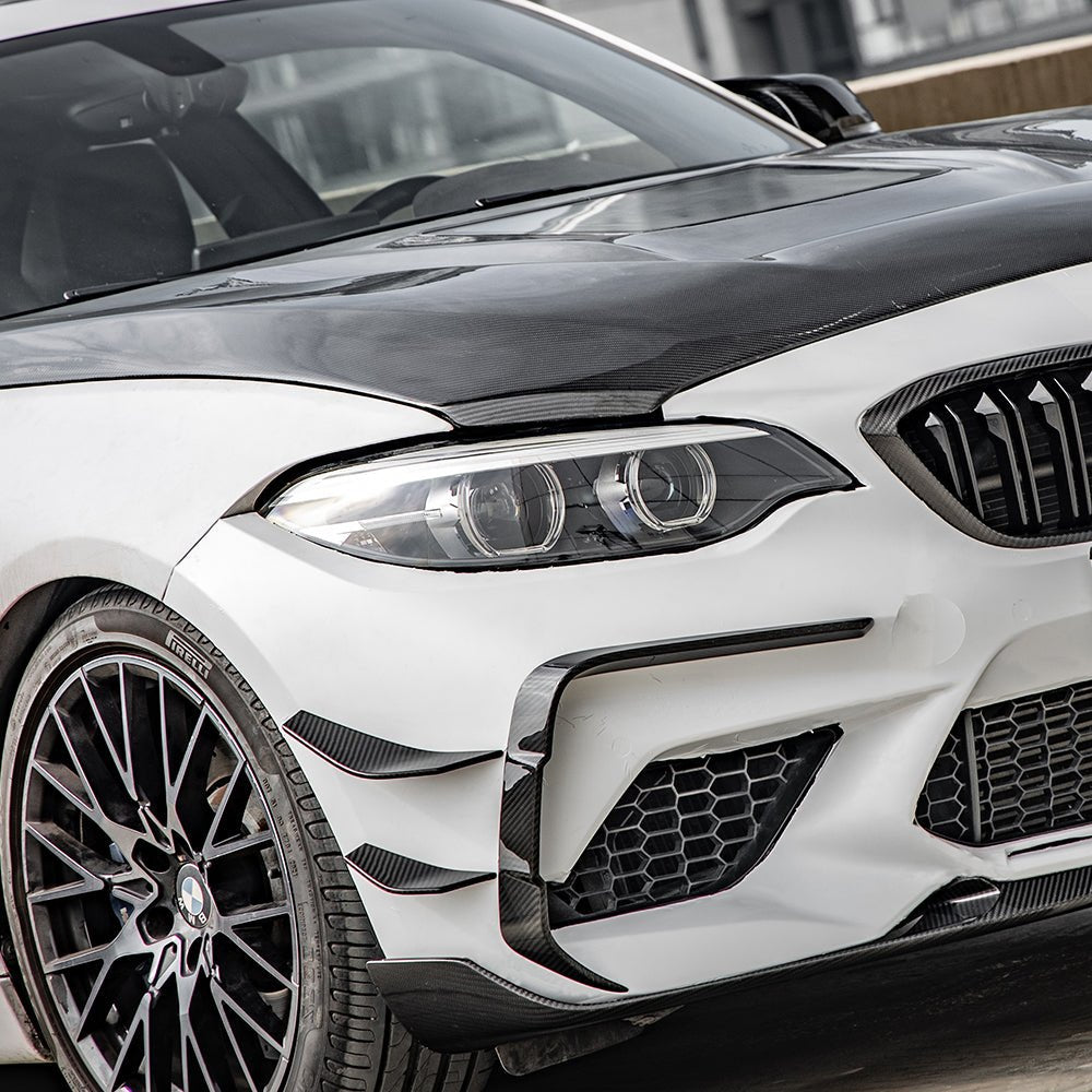 SOOQOO - BMW M2 F87 DRY CARBON FIBRE FRONT CANARDS - Aero Carbon UK