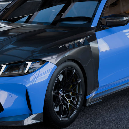 SOOQOO - BMW M3 G80 DRY CARBON FIBRE VENTED SIDE FENDERS - Aero Carbon UK