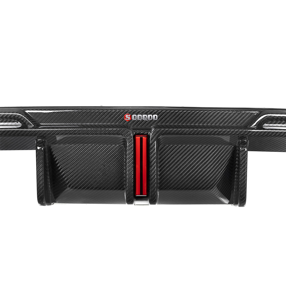 SOOQOO - BMW M3 G80 G81 / M4 G82 G83 CARBON FIBRE DIFFUSER WITH BRAKE LIGHTS + REAR SPLITTERS - Aero Carbon UK
