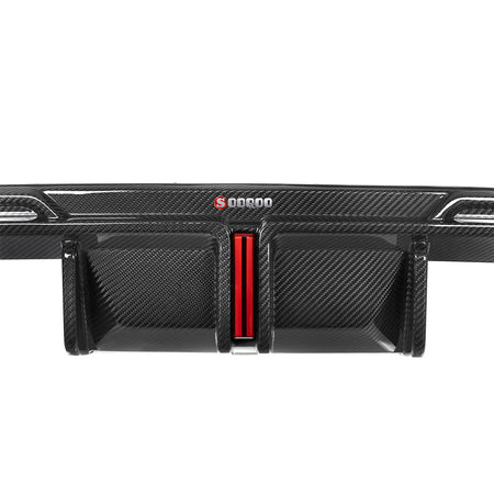 SOOQOO - BMW M3 G80 G81 / M4 G82 G83 CARBON FIBRE DIFFUSER WITH BRAKE LIGHTS + REAR SPLITTERS - Aero Carbon UK