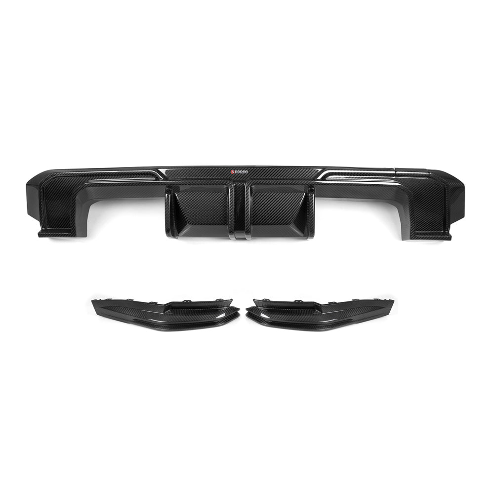 SOOQOO - BMW M3 G80 G81 / M4 G82 G83 CARBON FIBRE DIFFUSER WITH REAR SPLITTERS - Aero Carbon UK