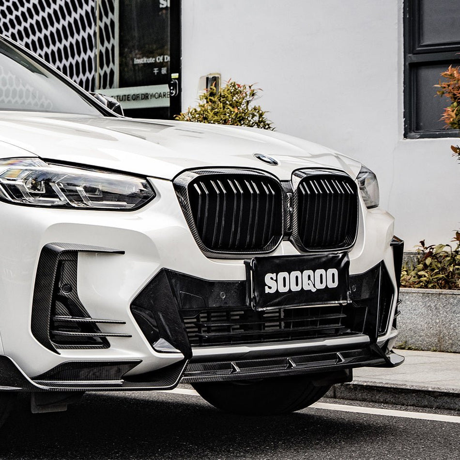 SOOQOO - BMW X4 G02 DRY CARBON FIBER FRONT LIP V1 - Aero Carbon UK