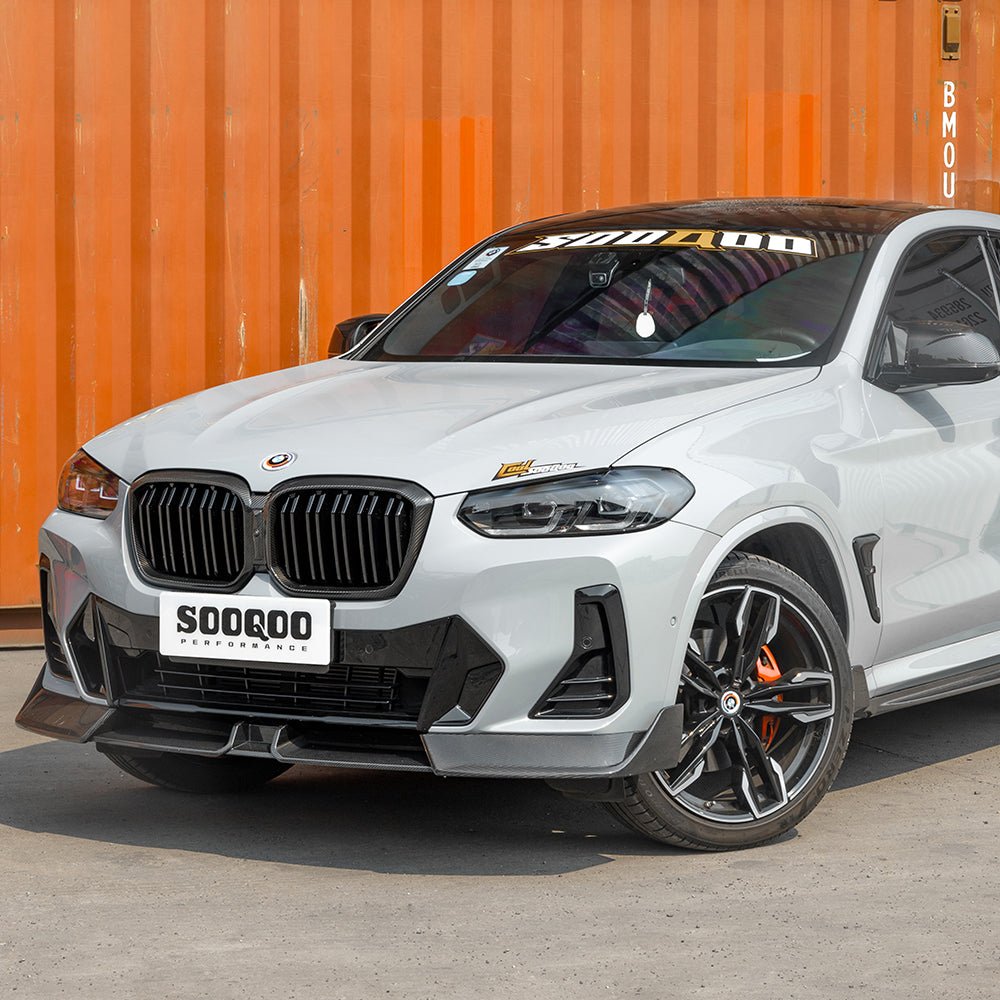 SOOQOO - BMW X4 G02 DRY CARBON FIBER FRONT LIP V2 - Aero Carbon UK