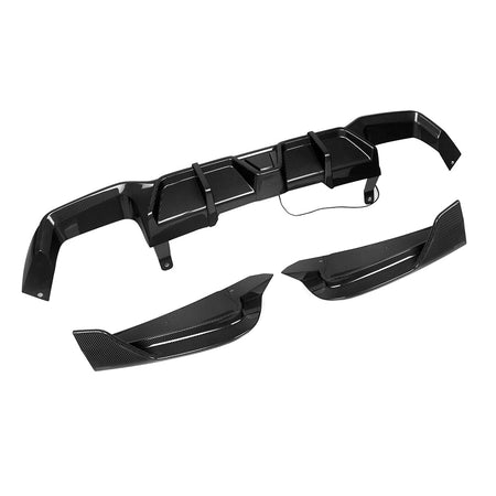 SOOQOO - BMW X4M F98 LCI DRY CARBON FIBRE REAR DIFFUSER W/BRAKE LIGHT - Aero Carbon UK