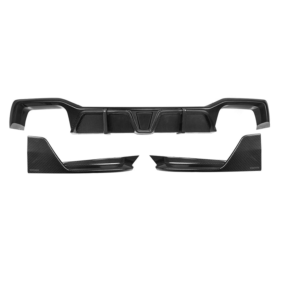 SOOQOO - BMW X4M F98 LCI DRY CARBON FIBRE REAR DIFFUSER W/BRAKE LIGHT - Aero Carbon UK