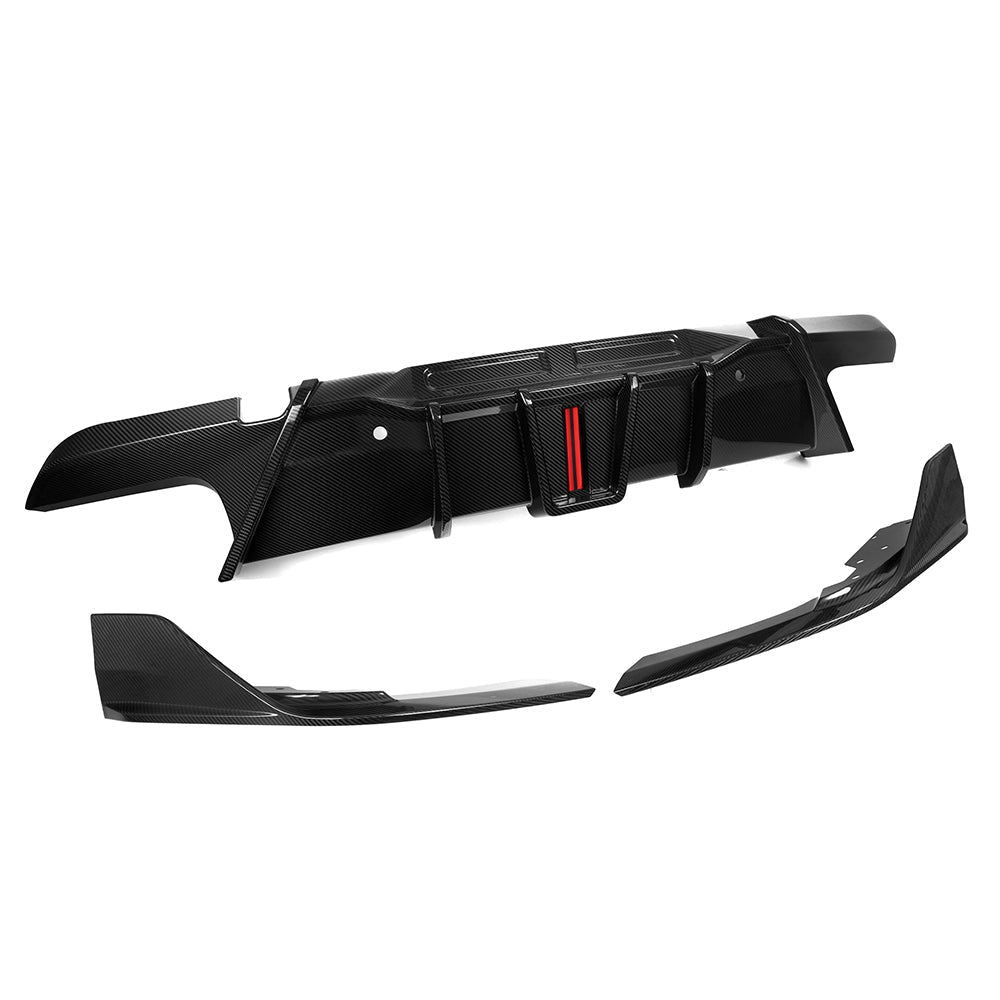 SOOQOO - BMW X6M F96 DRY CARBON FIBER REAR DIFFUSER W/BRAKE LIGHT - Aero Carbon UK
