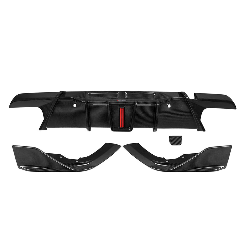 SOOQOO - BMW X6M F96 DRY CARBON FIBER REAR DIFFUSER W/BRAKE LIGHT - Aero Carbon UK