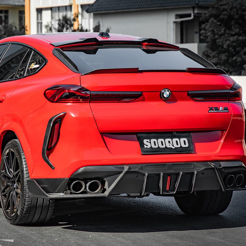 SOOQOO - BMW X6M F96 DRY CARBON FIBER REAR DIFFUSER W/BRAKE LIGHT - Aero Carbon UK