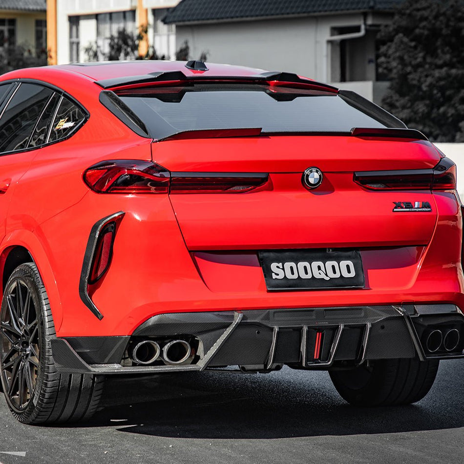 SOOQOO - BMW X6M F96 DRY CARBON FIBER REAR DIFFUSER W/BRAKE LIGHT - Aero Carbon UK