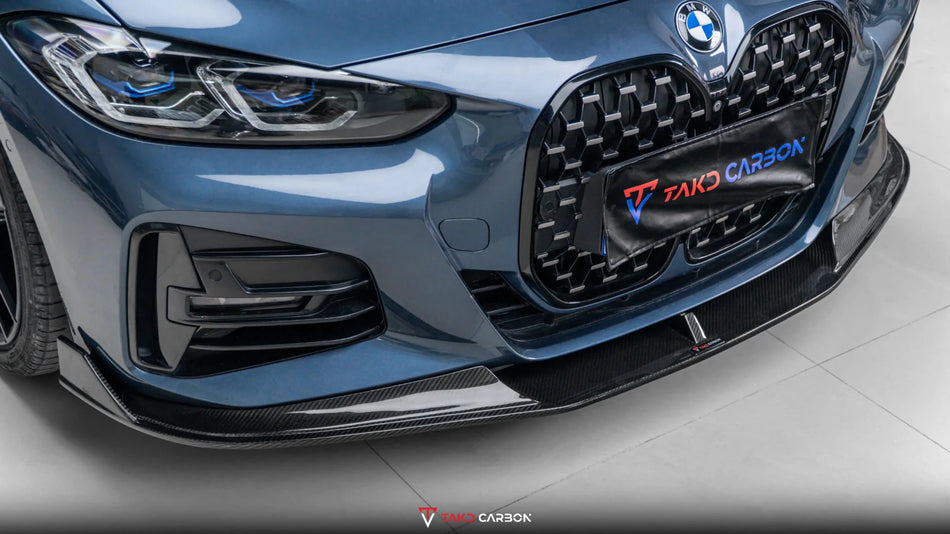 TAKD - BMW 4 SERIES G22 / G23 DRY CARBON FIBER FRONT LIP V2 - Aero Carbon UK
