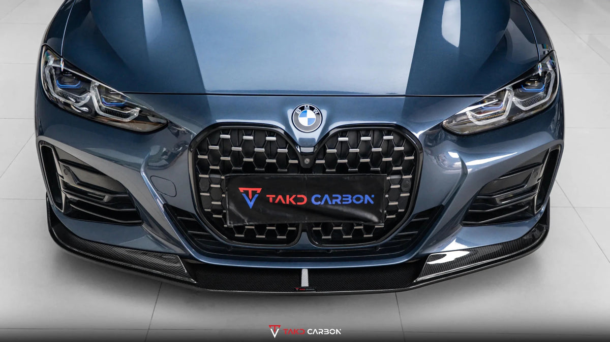TAKD - BMW 4 SERIES G22 / G23 DRY CARBON FIBER FRONT LIP V2 - Aero Carbon UK