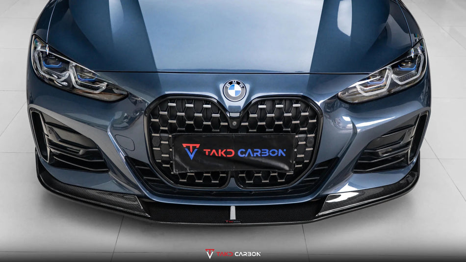 TAKD - BMW 4 SERIES G22 / G23 DRY CARBON FIBER FRONT LIP V2 - Aero Carbon UK