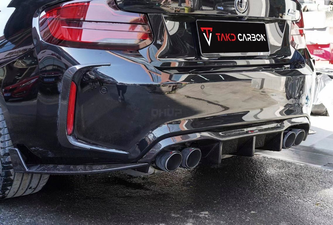 TAKD - BMW M2 / M2C F87 DRY CARBON FIBRE REAR DIFFUSER AND REAR SIDE S ...