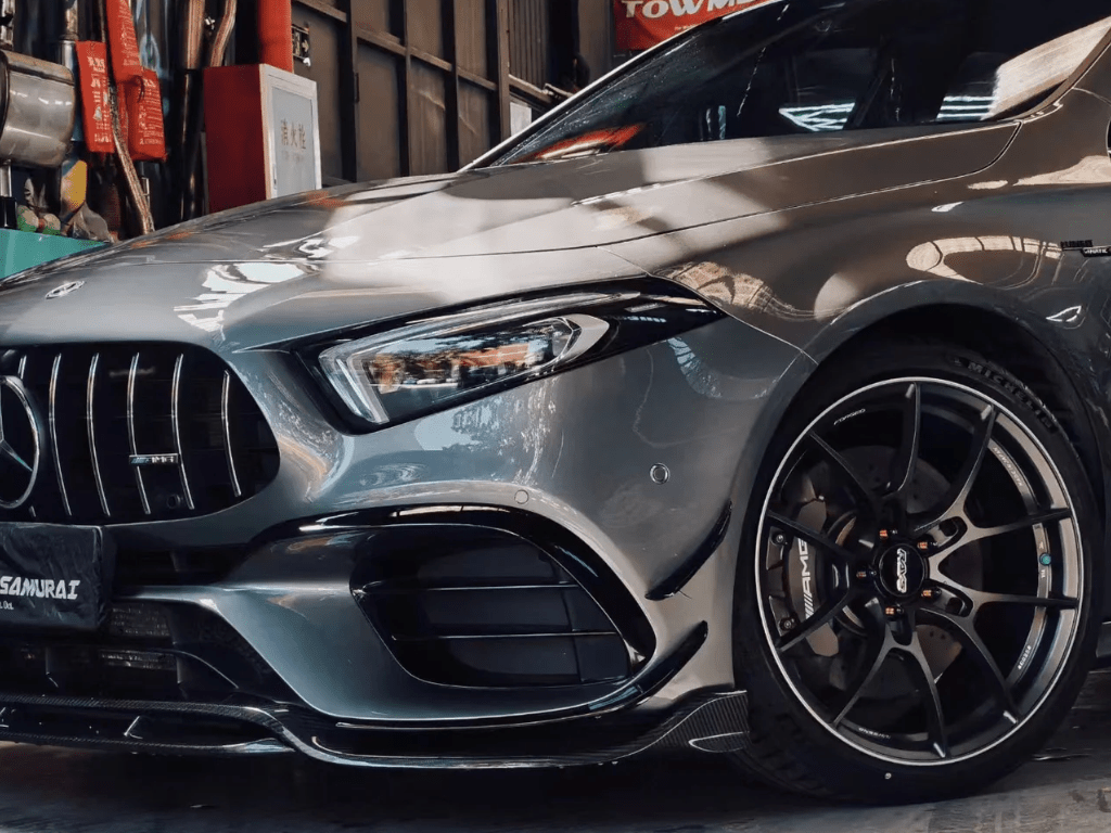 TAKD - MERCEDES A - CLASS W177 A45 CARBON FIBRE FRONT BUMPER CANARDS - Aero Carbon UK