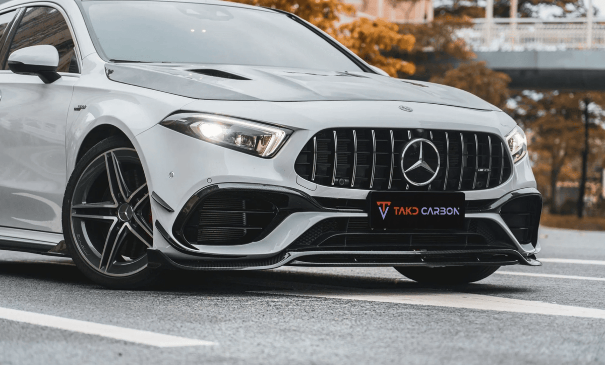 TAKD - MERCEDES A - CLASS W177 A45 CARBON FIBRE FRONT BUMPER CANARDS - Aero Carbon UK