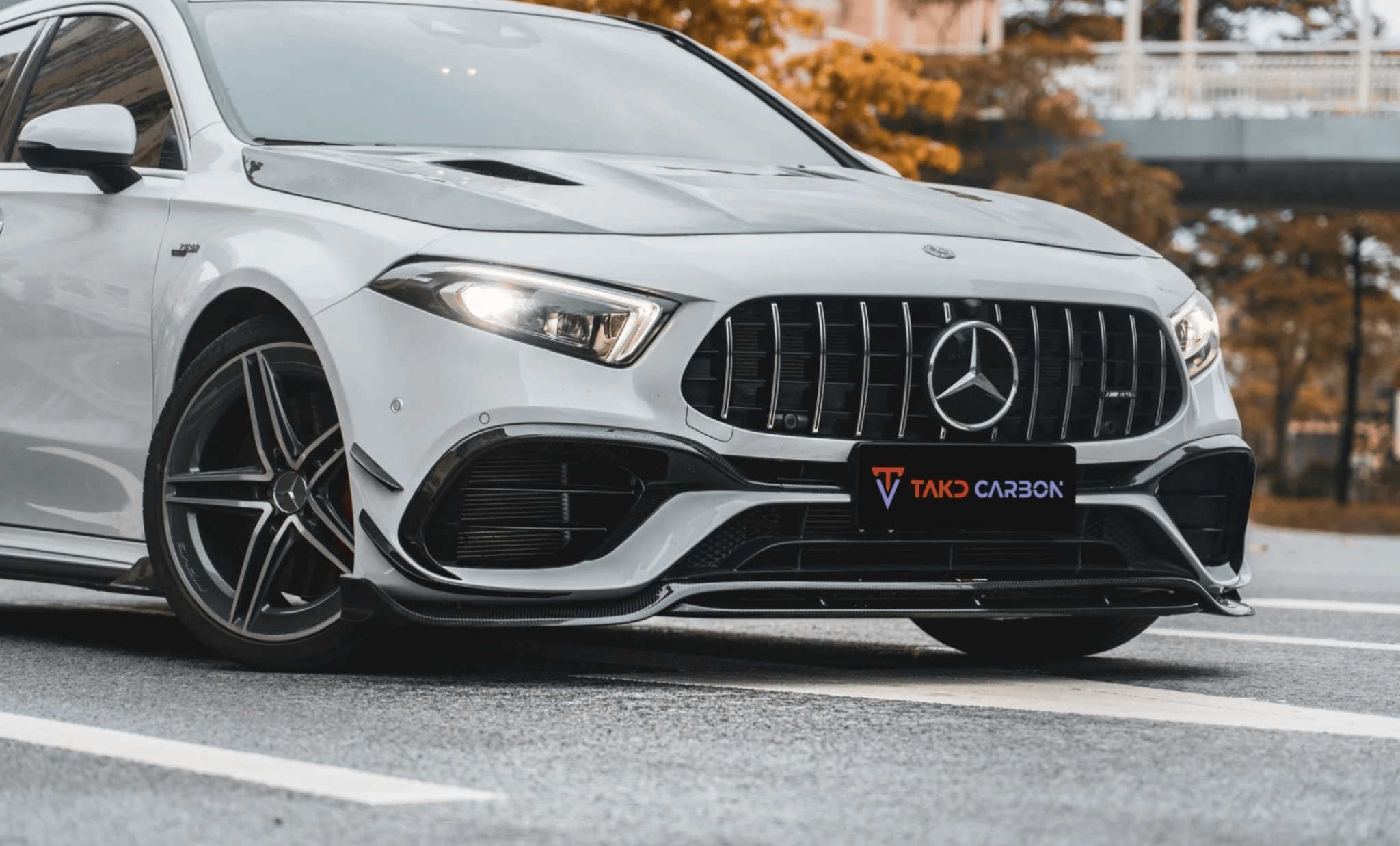 TAKD - MERCEDES A - CLASS W177 A45 CARBON FIBRE FRONT BUMPER CANARDS - Aero Carbon UK