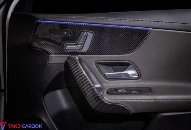 TAKD - MERCEDES BENZ A35 / A45 W177 DRY CARBON FIBER INTERIOR DOOR HANDLE TRIM - Aero Carbon UK