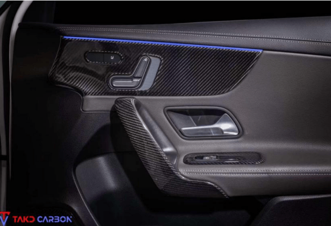 TAKD - MERCEDES BENZ A35 / A45 W177 DRY CARBON FIBER INTERIOR SEAT ADJUSTMENT PANEL TRIM - Aero Carbon UK