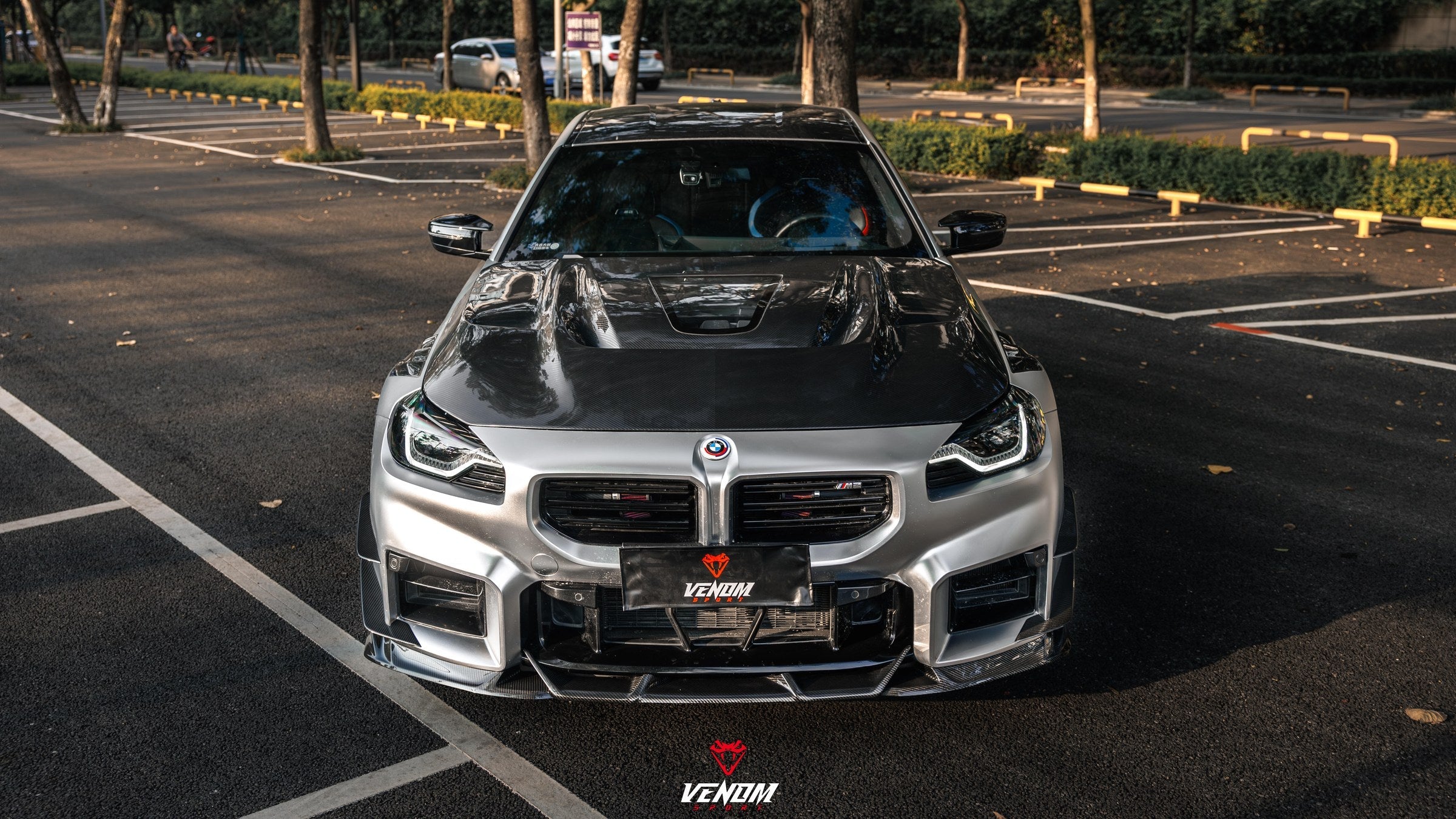 Venom Sport BMW M2 G87 dry carbon fiber front canards fitted