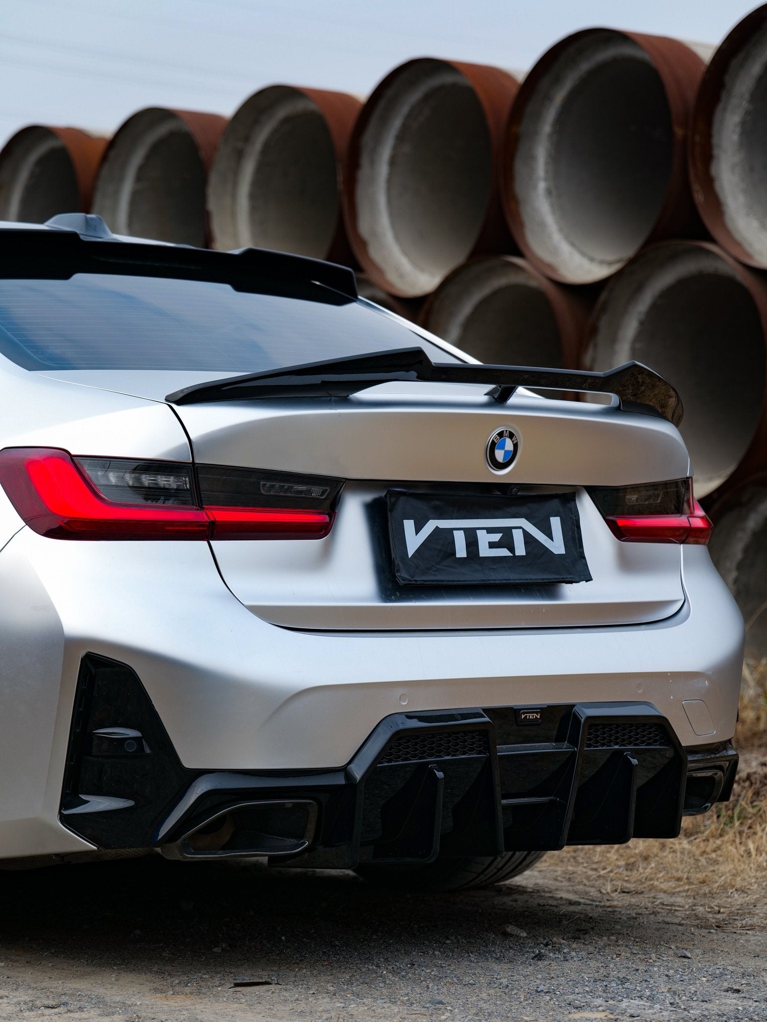 VTEN - BMW 3 SERIES G20 LCI 2023+ GLOSS BLACK REAR DIFFUSER V2 - Aero Carbon UK
