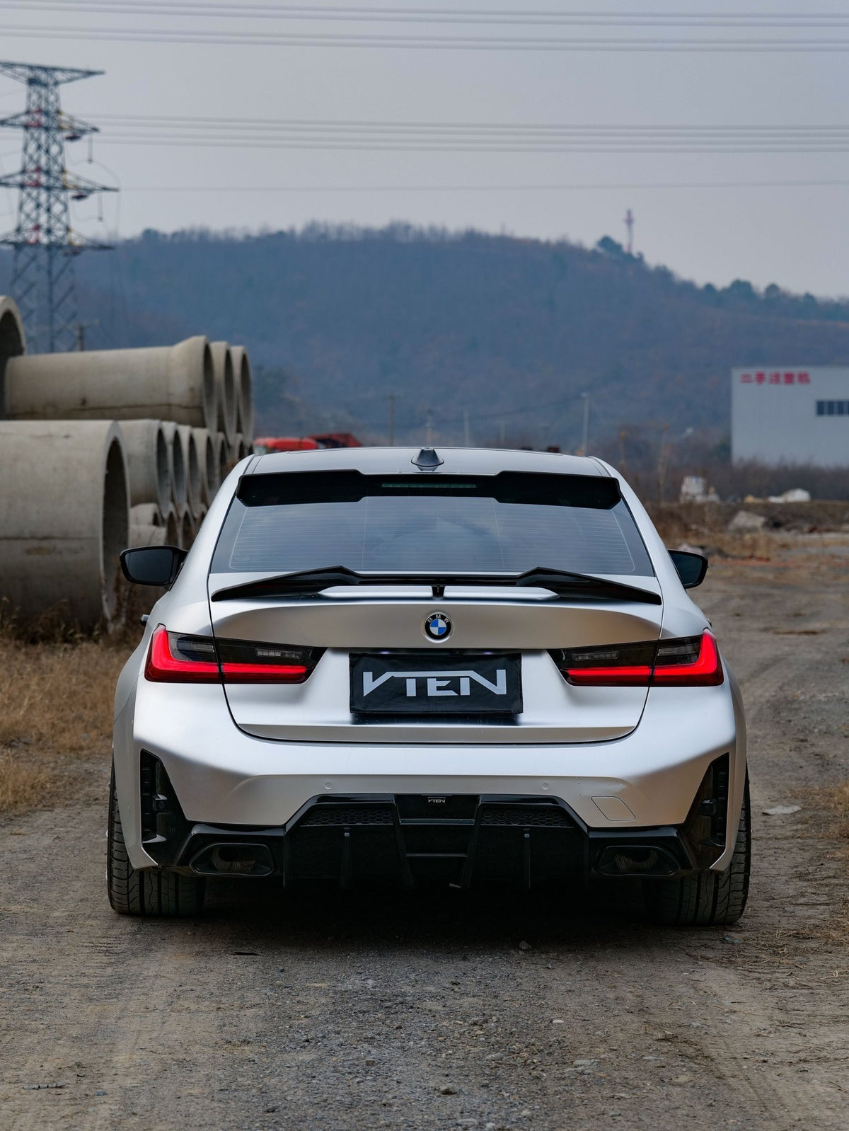 VTEN - BMW 3 SERIES G20 LCI 2023+ GLOSS BLACK REAR DIFFUSER V2 - Aero Carbon UK