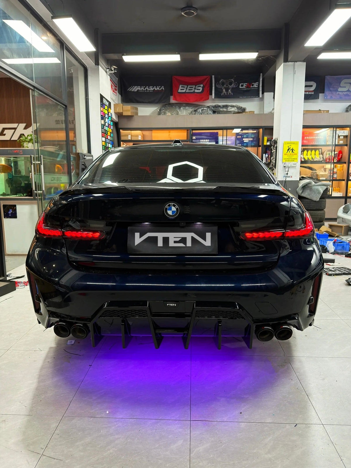 VTEN - BMW 3 SERIES G20 LCI 2023+ GLOSS BLACK REAR DIFFUSER V2 - Aero Carbon UK