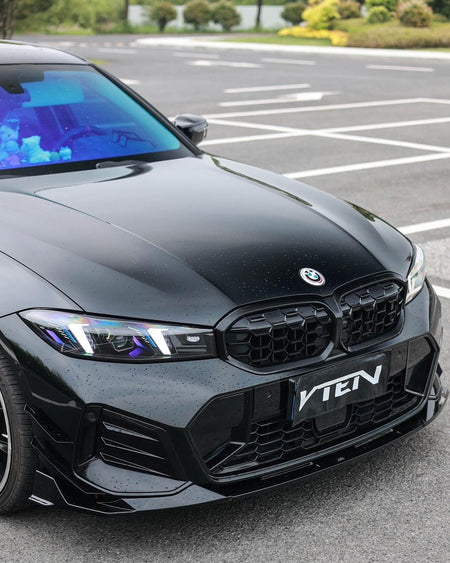 VTEN - BMW 3 SERIES G20 LCI GLOSS BLACK FRONT LIP V3 - Aero Carbon UK