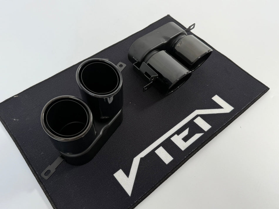 VTEN - BMW 3 SERIES G20 M340i / 330i PRE-LCI & LCI 2019+ GLOSS BLACK STAINLESS STEEL EXHAUST TIPS - Aero Carbon UK